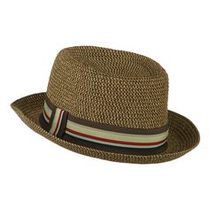 Kid's Pork Pie Stripe B, FedoraMade of 100% paper straw.One size fits most with adjustable elastic tie string, fitting up to 56cm (7 1/8).Youth/Boys.Fitted with an inner hat band.Crown measures 4 inches deep.Brim measures 2 inches wide.Hand wash only.Imported. Solid in color, pork pie paper braid fedora for little boys.Crown of hat is featured with a multi colored striped hat band.Round pork pie crown.Brim is slightly upturned.Our cute pork pie fedora hat is perfect for dressing up your little b Boys Crown, Striped Hat, Pork Pie Hat, Pork Pie, Big Hat, Formal Dinner, Sticker Patches, Patch Design, Hat Band