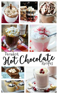 the collage shows different types of hot chocolates