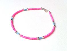 Pink Anklets With Tiny Beads For Summer, Pink Tiny Beads Anklets For Summer, Pink Beaded Anklets For Summer, Bohemian Pink Anklets With Round Beads, Pink Beaded Summer Anklets, Casual Pink Anklets For Summer, Casual Pink Anklet For Summer, Summer Pink Anklet With Colorful Beads, Pink Casual Anklets For Festivals