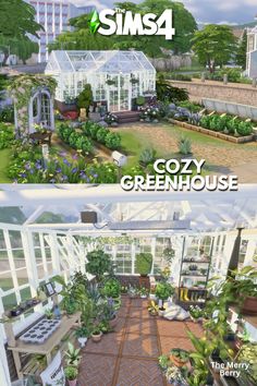 Cozy Greenhouse in the Sims 4 | Sims 4 CC build Sims 4 Atrium, Sims Community Garden, Garden House Sims 4, Sims 4 Plant Lover House, Sims 4 Base Game Greenhouse, Sims 4 Green House Ideas, Sims 4 Greenhouse No Cc, Ts4 Greenhouse, Sims Garden House