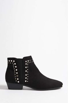 Forever 21 Studded Faux Suede Ankle Boots, Details A pair of faux suede ankle boots featuring high-polish studded detailing, goring inserts, a side zip closure, almond toe, and low stacked heel. Content + Care - Padded insole, textured outsole - Upper 1: 100% polyester - Upper 2: 69% rayon, 17% polyester, 7% nylon, 7% cotton - Other: 100% polyurethane - Made in China Size + Fit - Heel height: 1" - Shaft height: 4.5" - Platform: 0.25" Buy Nike Shoes, Cheap Shoes, Accessories Clothing, Suede Ankle Boots