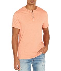 From Buffalo David Bitton&#x2C; this henley features:henley collarshort sleeves4-button placketsquare hempullover constructioncotton/Polyestermachine washImported. Summer Henley With Button Closure, Summer Henley With Buttons, Summer Short Sleeve Henley With Button Closure, Summer Short Sleeve Henley With Buttons, Staircase Design, Dillard's, Color Orange, Buffalo, Latest Trends