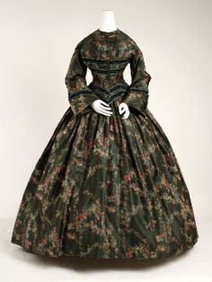 1850s Fashion, Period Dress, Dress History, Afternoon Dress, Old Dresses