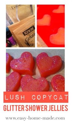 heart shaped soaps sitting on top of a counter