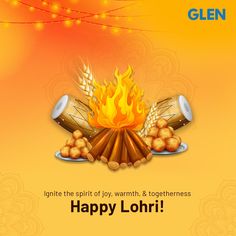 happy lohrii greeting card with fire and bread