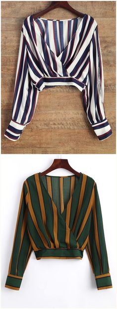 Up to 70% OFF! Striped Slit Sleeve Cropped Surplice Blouse. Zaful,zaful.com,tops,womens tops,,long sleeve tops,blouse,blouse outfit,blouses for women,top,outfits,blouses,tees,T-shirt,tank top,crop top,shirts,off shoulder blouses,off the shoulder tops. women fashion,winter outfits,winter fashion,fall outfits,fall fashion, halloween costumes,halloween,halloween outfits,halloween tops. @zafulbikini Extra 10% OFF Code:zafulbikini Diy Vetement, Elegante Casual, Fall Fashion Outfits, Mode Inspiration, Winter Fashion Outfits, Winter Fashion, Fall Outfits, Autumn Fashion, Blouses For Women