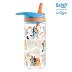 an image of a children's sippy cup with cartoon characters on it