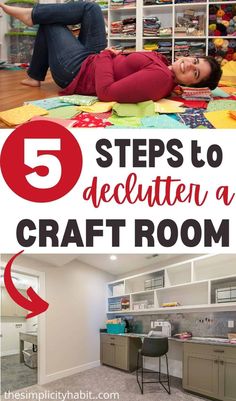 the steps to declutter a craft room