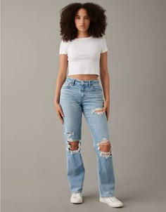 AE Stretch Curvy Straight Jean Straight Leg Jeans Outfits, Cute Outfits For School, Summer Jeans, Curvy Jeans, Cute Jeans, Cute Everyday Outfits, Back To School Outfits, Mens Outfitters, School Fashion