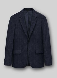 Advance with the magnificence of the Italian Linen Tinla Suit. Meticulously crafted from luxurious Italian linen in a serene shade of blue, this masterpiece features a classic plaid pattern. Whether you're navigating high-stakes business meetings or gracing social gatherings, this exquisite suit offers versatile elegance that transitions effortlessly between formal and casual settings.   Look features a 2 button jacket with notch lapels, horn royal black buttons, single vent, three cuff buttons and two welted back pockets on trousers.   Click 'Customize Now' to modify the look if needed.   Lining: Viscose. Elegant Plaid Outerwear For Formal Occasions, Elegant Plaid Blazer For Business, Elegant Plaid Tweed Jacket For Business Casual, Elegant Plaid Semi-formal Blazer, Elegant Plaid Blazer For Semi-formal Occasions, Elegant Semi-formal Plaid Blazer, Elegant Plaid Business Suit, Elegant Tailored Houndstooth Sport Coat, Luxury Plaid Suit For Formal Occasions