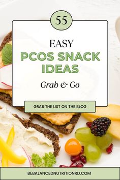 This comprehensive list of easy PCOS snack ideas, shows you how to take PCOS-friendly foods and combine them to make simple grab and go snacks for PCOS hormone balance, improved fertility and weight loss. Grab And Go Snacks, Foods To Reduce Cholesterol, Easy Snack Ideas, Energy Boosting Snacks, Chicken Snacks, Fertility Foods, Veggie Snacks, Diet Snacks, Healthy Snacks Easy