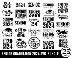 senior graduation svg bundle for the class of 2012 and 2013, includes 25 high school seniors