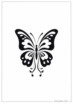 a black and white drawing of a butterfly