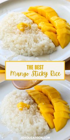 mango sweet sticky rice on a white plate