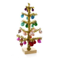 Gold Decorated Tinsel Tree - 3 Sizes-Small Jewelry Tree Craft, Candle Hostess Gift, Color Ornaments, Candy Cane Candle, Gingerbread Candle, Candle Party Favors, Balloon Tassel, Party Things, Tinsel Tree