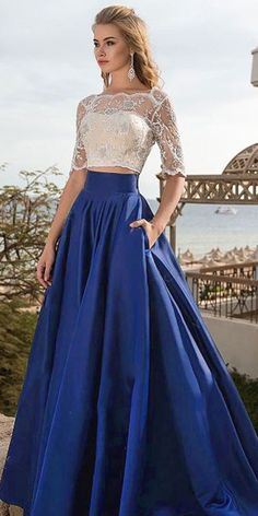 Long Crop Tops, Lehnga Dress, Piece Prom Dress, Crop Top Skirt, Lehenga Designs, Bateau Neckline, Designer Dresses Indian, Beaded Lace