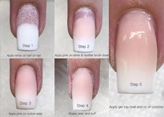 Nails Step By Step, Dyed Hairstyles, How To Do Ombre, Ombre Gel Nails, Pink White Nails, Ombre Acrylic, Acrylic Nails At Home, Followers Instagram