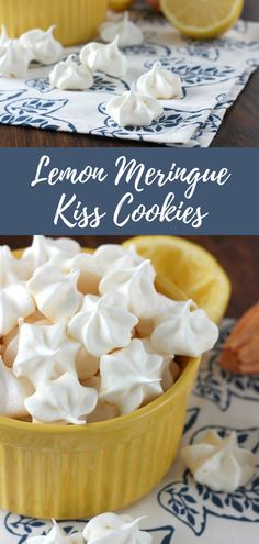 lemon meringue kiss cookies in a yellow bowl