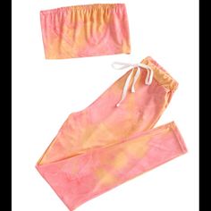 Zaful: Tie-Dye Lounge Set Crop Tube Top, Drawstring Skinny Bottoms Bust: 22.4”, Top Length: 5.5” Pant Length: 37”, Waist: 21.3”, Hips: 33.9” Ships W/In 24 Hrs Smoke-Free & Pet-Free Home Nwt Items Will Be X’d Pink Stretch Sets For Vacation, Pink Summer Loungewear Set, Casual Tie-dye Tops For Loungewear, Casual Tie-dye Workout Bottoms, Tie-dye Stretch Bottoms For Loungewear, Tie-dye Cotton Sweatpants For Loungewear, Two Piece Lounge Set, Tie-dye Yoga Bottoms For Summer, Crop Tube Top