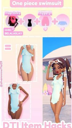 DTI Swimsuit Hack In Dti, Bathing Suit Hack Dti, Dti Codes, Fancy Dress Code, Vip Dress, Outfit Hacks, Roblox Dress, Dti Hacks, Bathing Suit Dress