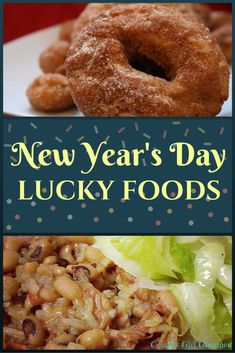 new year's day lucky foods with donuts and salad