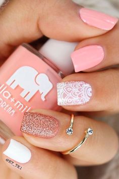 Perfect Pink Nails You’ll Want to Copy Immediately ★ See more: http://glaminati.com/perfect-pink-nails/ Pink Manicure, Easy Nails, Colorful Nails, Pink Nail Designs, Ideas Nails, Rocker Chic, Heart Nails, Cute Nail Designs, Nail Arts