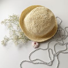 Raffia crochet panama for women A  medium large brimmed crochet straw hat for keeping you sun safe and stylish. - Natural color straw - 100% handcraft - Natural material raffia - Lightweight and easy to flat pack to travel size 22 inch  56cm you can complete your ideal outfit with this white and pink polymer clay dangle earrings https://www.etsy.com/listing/853008210/white-and-pink-polymer-clay-dangle?ref=shop_home_active_25 Handwoven Straw Bucket Hat For Summer, Summer Handwoven Straw Bucket Hat, Handwoven Summer Bucket Hat For Vacation, Handwoven Summer Bucket Hat For Spring, Summer Handwoven Bucket Hat For Vacation, Handwoven Bucket Hat For Spring, Spring Handwoven Bucket Hat, Summer Beach Fedora Mini Hat, Spring Beach Handwoven Crochet Hat