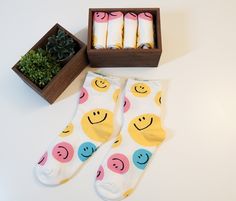 Multi Colored Smile Printed Soft Unique Crew Socks /Spring Socks/Casual Socks/ Fashion Socks/Gift for her/ Self Gift One Size / Size 5-8   Combed Cotton 75% Spandex 15% Polyester 10% *Free Shipping within US on orders $35.00 and up!  * Wash in side out/ Do not bleach/ Do not Iron/ Wash with like colors/ Hand wash recommended * *Color disclaimer-Due to lighting and many variations in monitors and browsers, color samples may appear different on different monitors * *All Accessories and Sale Items Spring Socks, Self Gift, Unique Socks, Socks Gift, Wool Socks, Sock Gifts, Fashion Socks, Casual Socks, Color Samples