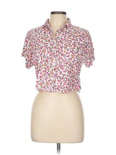 Aeropostale Short Sleeve Blouse Size: Large Tops - used. 100% RAYON, Floral | Aeropostale Short Sleeve Blouse: Pink Floral Tops - Size Large Cheap Forever 21 Cotton Blouse, Pink Floral Top, Pink Shorts, Short Sleeve Blouse, Aeropostale, Pink Floral, Short Sleeves Tops, Floral Tops, Sleeve Blouse