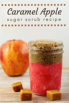 caramel apple sugar scrub recipe in a jar