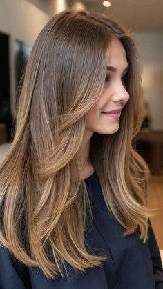 Layer On Straight Hair, Long And Short Layers On Long Hair, Long Straight Haircut No Layers, Defined Layers Long Hair, Front Layering Long Hair, Heavy Layers Long Hair Straight, Mid Length Straight Haircuts, Haircut For Curly And Straight Hair, Haircut With Layers And Face Framing