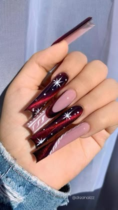 Long Acrylic Nail Designs, Winter Nails Acrylic, Forbidden Fruit, Dope Nail Designs, Long Square Acrylic Nails, Xmas Nails, Fire Nails