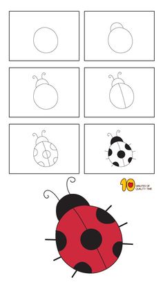 How To Draw Ladybug Step By Step, Drawing A Ladybug, Draw Ladybug Easy, Ladybug Directed Drawing, Ladybug Painting Easy, How To Paint A Ladybug, How To Draw For Preschoolers, Basic Drawing For Kids Step By Step, For Kids Drawing