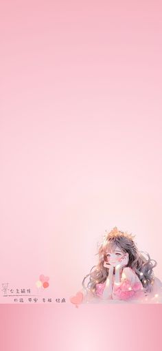 a woman with long hair sitting in front of a pink background