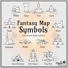 an image of fantasy map symbols