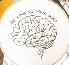 a cross - stitch pattern with the words, be kind to your mind on it