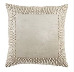 Chloe Velvet with Creme Pearl Edge 22x22 Pillow - Herringbone and Company Batik Pillow, Decorative Pattern, Velvet Pillow, Embroidered Pillow, Sand Color, Velvet Pillows, Pillow Size, Printed Pillow, Home Look