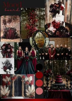 red and black wedding mood board