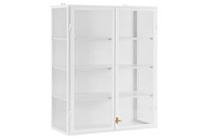 a white bookcase with two shelves on each side