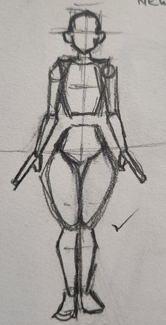 a drawing of a female figure standing with her hands on her hips