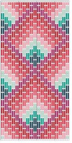 a cross - stitch pattern in red, green and blue colors with dots on it