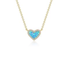 Lafonn Gold Plated Simulated Opal Heart Halo Necklace Heart-shaped Gemstone Necklaces For Weddings, Formal Heart Shaped Gemstone Necklace, Formal Heart-shaped Gemstone Necklace, Blue Heart-shaped Necklace For Formal Occasions, Fine Jewelry Blue Heart Necklace, Blue Heart-shaped Fine Jewelry Necklace, Fine Jewelry Heart-shaped Gemstone Necklace, Heart-shaped Gemstone Necklace In Fine Jewelry Style, Heart-shaped Gemstone Necklace, Fine Jewelry