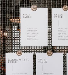 the menus are laid out on top of each other for guests to sign in