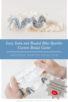 Best bridal accessory. Shop custom designer wedding garter. Top, highest rate bridal garter. Something blue bridal. Ivory satin & beaded blue sparkles wedding garter with ivory satin tossing garter. Shop The Garter Girl's handmade wedding garters, bridal accessories, wedding heirlooms, bridal garters, garters, ring bearer pillows, wedding day emergency kits, handkerchiefs & sentimental wedding heirlooms. Brides, mothers & bridesmaids love our free wedding planning advice & dream wedding ideas Sparkles Wedding, Bride Something Blue