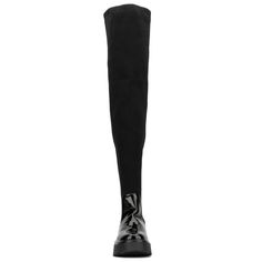 Make a bold statement with these eye-catching over-the-knee boots for women, designed to blend attitude with style. Featuring a luxe mixed material upper crafted from soft knit and sleek patent construction, these stylish lug sole boots are perfect for any occasion. The convenient pull-on style ensures easy wear, while the wide fit offers comfort for all-day adventures. Whether you're dressing up for a night out or adding flair to your everyday look, these boots are a must-have addition to your Sock Ankle Boots, Lug Sole Boots, Fashion To Figure, Shoes Boots Ankle, Closed Toe Shoes, Chunky High Heels, Chelsea Ankle Boots, Wide Boots, Boots For Women