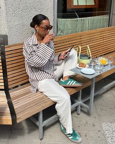 30 Chic Spring Outfit Ideas That Are Editor Approved | Who What Wear Adidas Samba Shoes Women Outfit, Adidas Samba Outfit Dress, Adidas Samba Outfit Summer, 2025 Womens Fashion Trends, Outfits With Adidas Samba, Samba Adidas Outfit, Adidas Samba Women, Samba Outfits, Outfits With Striped Shirts