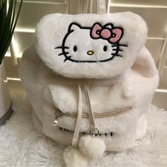 This Backpack Is New And Comes From A Smoke Free Home Cute Hello Kitty Backpack, Cute White Backpack With Adjustable Strap, Cute White Backpack With Zipper Closure, Trendy White Backpack With Cat Design, Hello Kitty White Backpack For School, Cute White Backpack With Cat Design, White Backpack With Cat Design, Casual Hello Kitty Standard Backpack, Cute White Cat Design Backpack