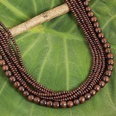 Multi strand necklace -Wood beaded necklace, 'Dark Chocolate Dance' - Thai Artisan Crafted Wood Bead Necklace in Dark Brown Beadwork Jewelry, Cord Wood, Handcrafted Beaded Jewelry, Brown Beaded Necklace, Unusual Necklace, Dance Necklace, Wood Bead Necklace, Long Beaded Necklace, Buy Wood