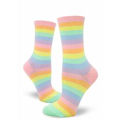 pastel rainbow striped pride themed womens multi novelty crew socks Pastel Socks, Womens Knee High Socks, Rainbow Socks, Sock Lovers, Women Crew Socks, Apparel Merchandising, Pastel Stripes, Women's Socks, Next Fashion