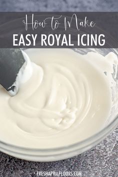 how to make easy royal icing in a glass bowl with a spatula on top